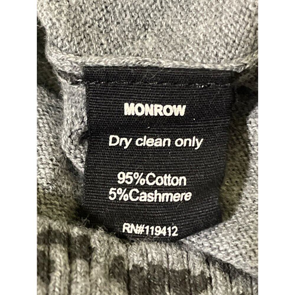 MONROW Mini Leopard Mock Neck Sweater M Gray Black Cotton Cashmere NWT - Picture 4 of 8